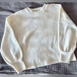 Madewell Cream Crewneck Puff sleeve sweater